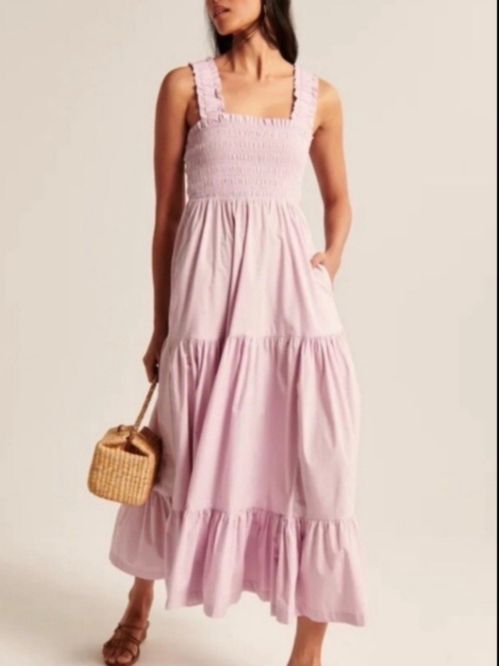 Lilac Smocked Maxi Dress Abercrombie & Fitch